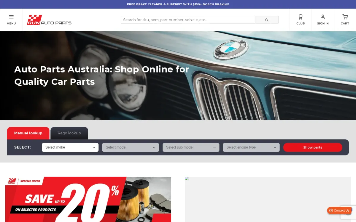 Run Auto Parts storefront screenshot